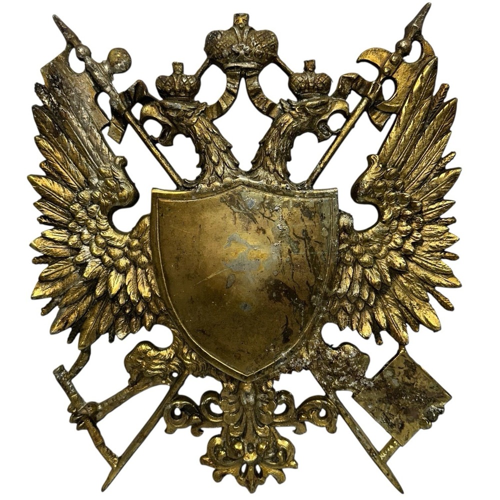 Mid Century German Nordic Heraldry Large Metal Coat of Arms Wall Plaque